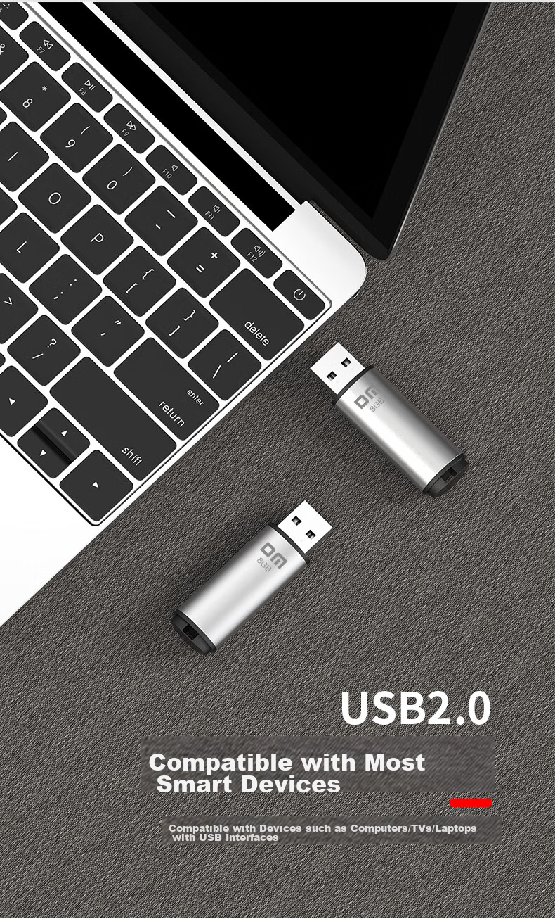 USB-флеш-накопитель DM Daimai 8GB USB 2.0, PD204 Серебристый, маленький USB-накопитель для тендеров, компьютеров, автомобилей.
