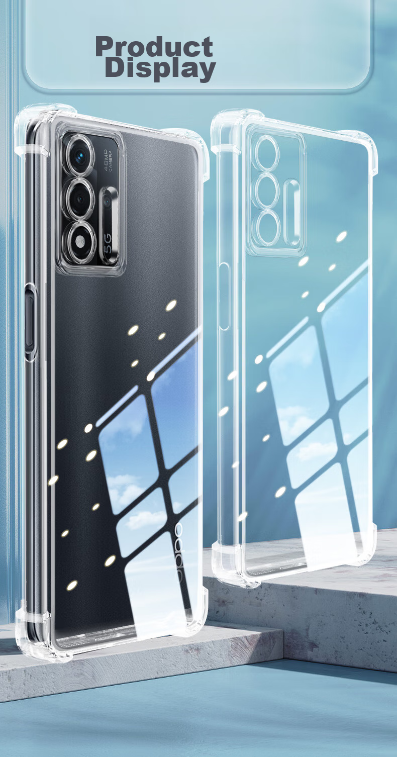 Чехол Freeson для OPPO A93/A93s, простой, тонкий, с полной защитой камеры, анти-капля, прозрачный, мягкий чехол [Угловые воздушные подушки - с ремешком] Прозрачный