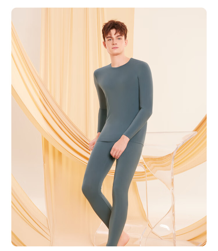 Термобелье Hodo для мужчин, комплект из кальсон и лонгслива, модель "Autumn Undershirt And Pants", цвет "Misty Blue" (Туманно-голубой), размер 180/105 (2XL), материал Модал