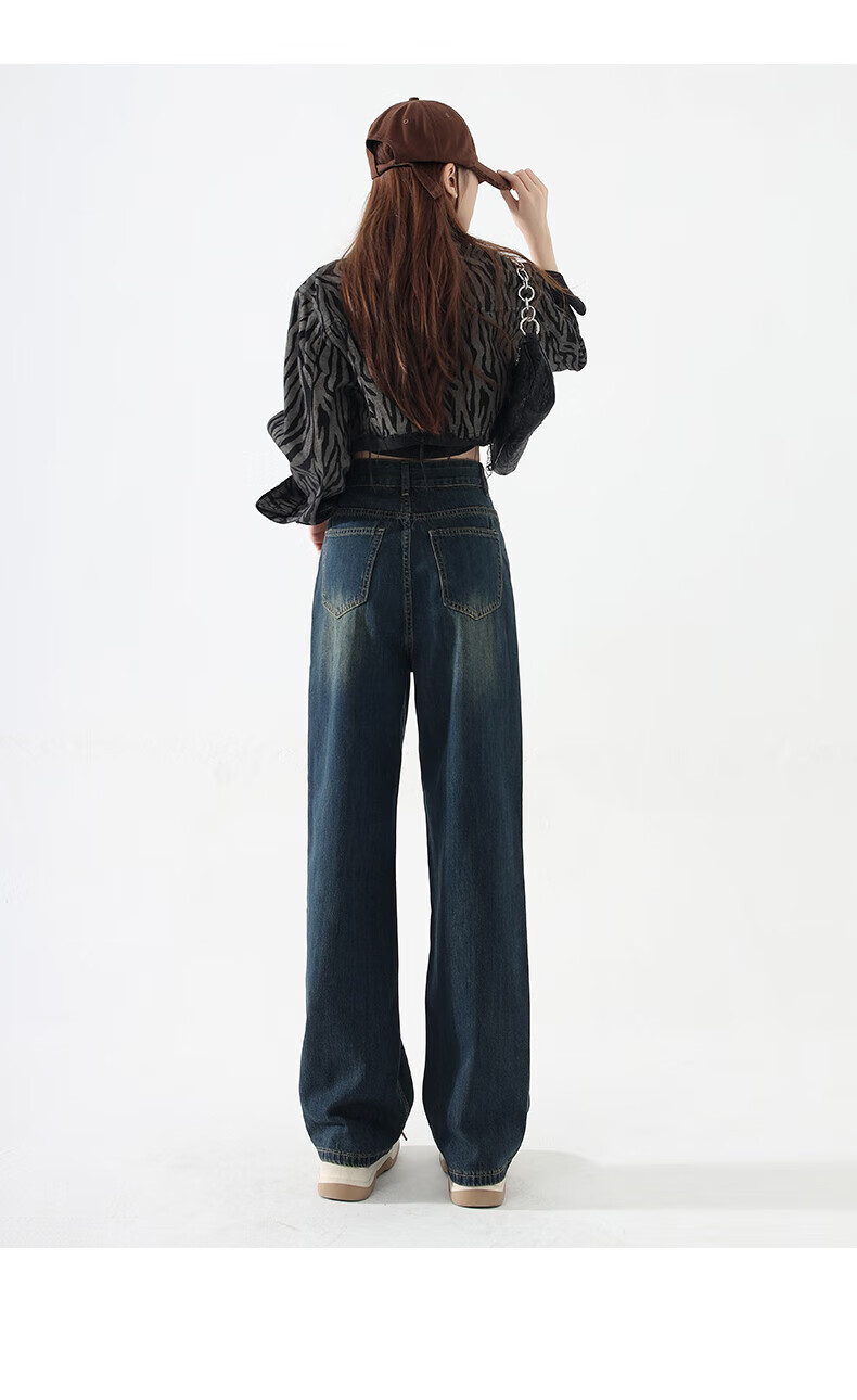 Женские джинсы Jeanswest, винтажный стиль, свободные, прямые, с высокой талией, длиной до пола, ностальгический синий, размер 2XL