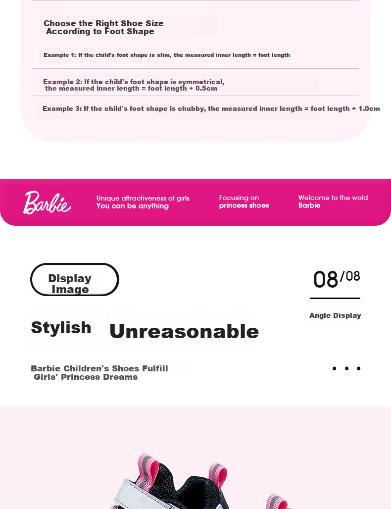 Детские кроссовки Barbie, спортивная обувь для девочек, дышащая обувь для хайкинга, уличная обувь с подошвой из шин, черная с фиолетовым, размер 32