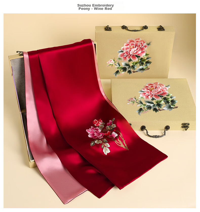 Шелковый шарф Hangsilu Suzhou Embroidery с вышивкой для женщин, зимний шарф из тутового шелка, подарочная коробка высокого класса, подарок на день рождения и праздник для мамы, новогодний подарок