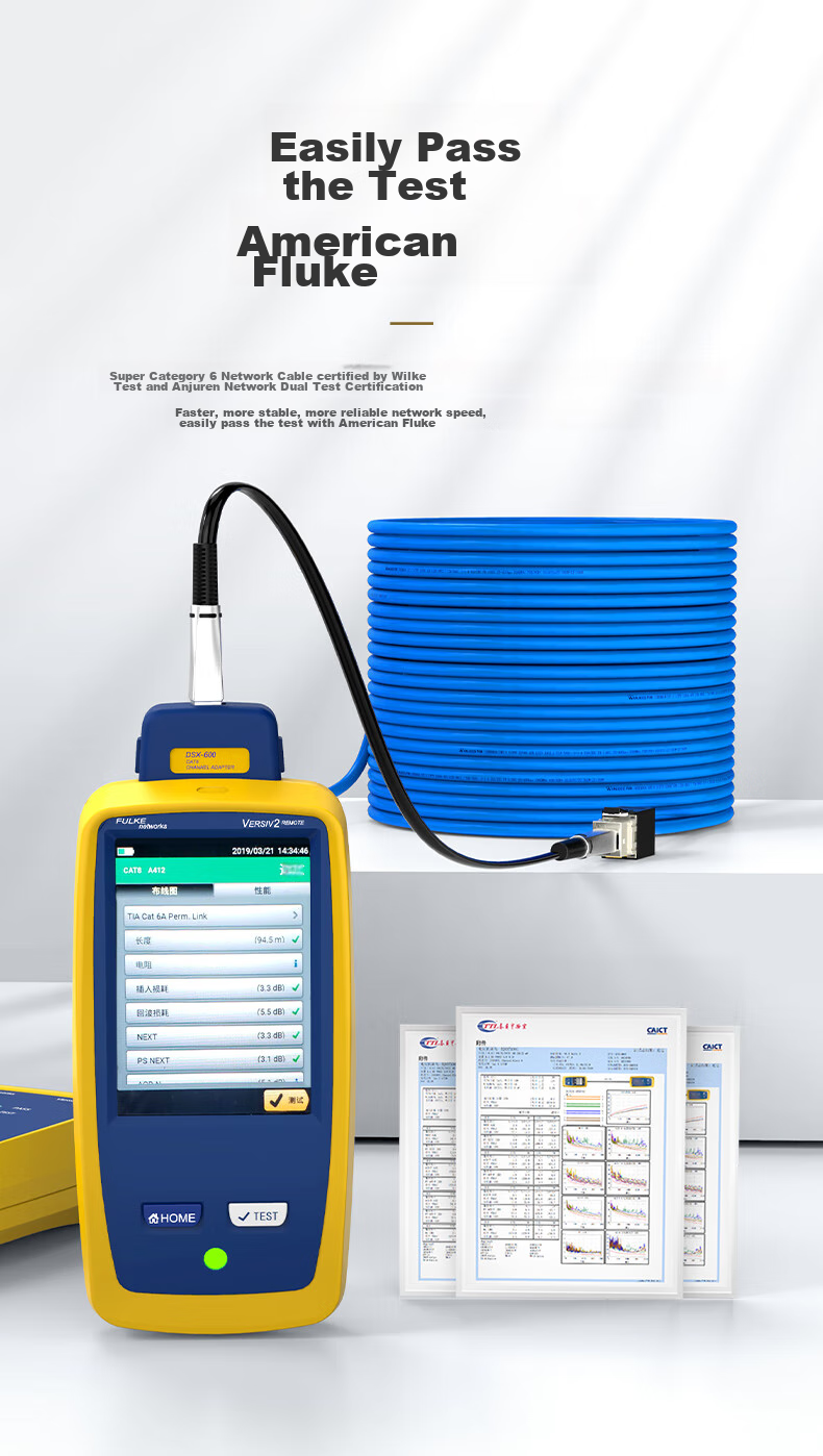 Сетевой кабель WANJEED CAT6A UTP, 10 Гбит/с, 23AWG, 100 метров, синий