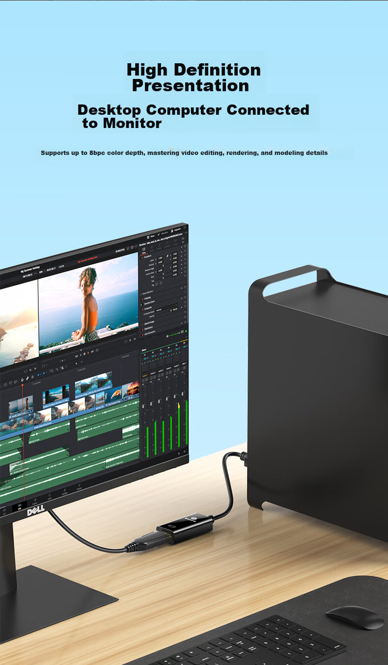 Кабель-адаптер BIAZE DisplayPort (DP) на HDMI, 1080P HD, мужской на женский, для подключения ноутбуков и настольных компьютеров к мониторам и проекторам