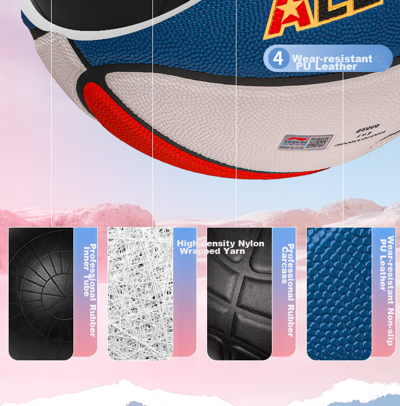 Баскетбольный мяч Li-Ning, размер 6, для женщин, для зала и улицы, нескользящий, износостойкий, профессиональный, синий
