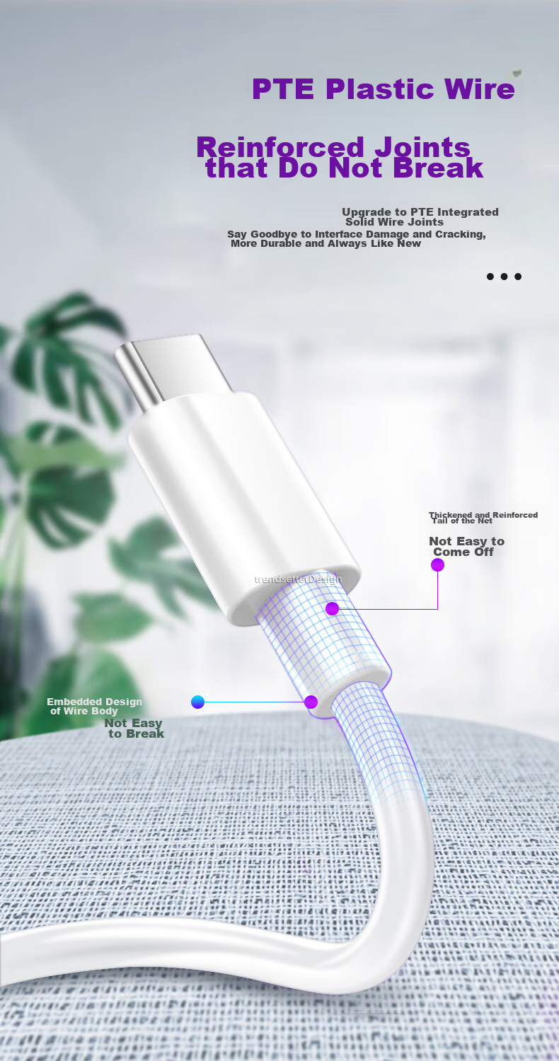 Кабель Trendsetter для Huawei 66W, 5A, 2 метра, Type-C, белый