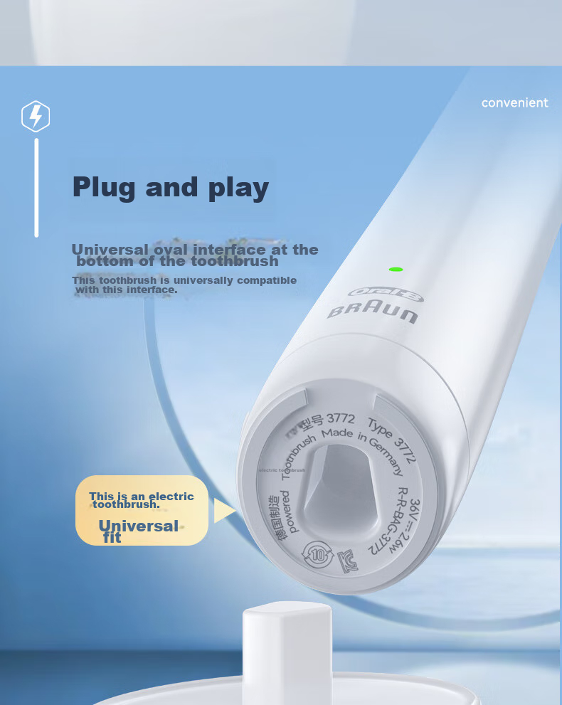 Зарядное устройство для электрической зубной щетки Shishan, совместимое с Oral-B Braun D12/D16/D100/3709/PRO600/PRO700/PRO1000/PRO2000/PRO3000, белое