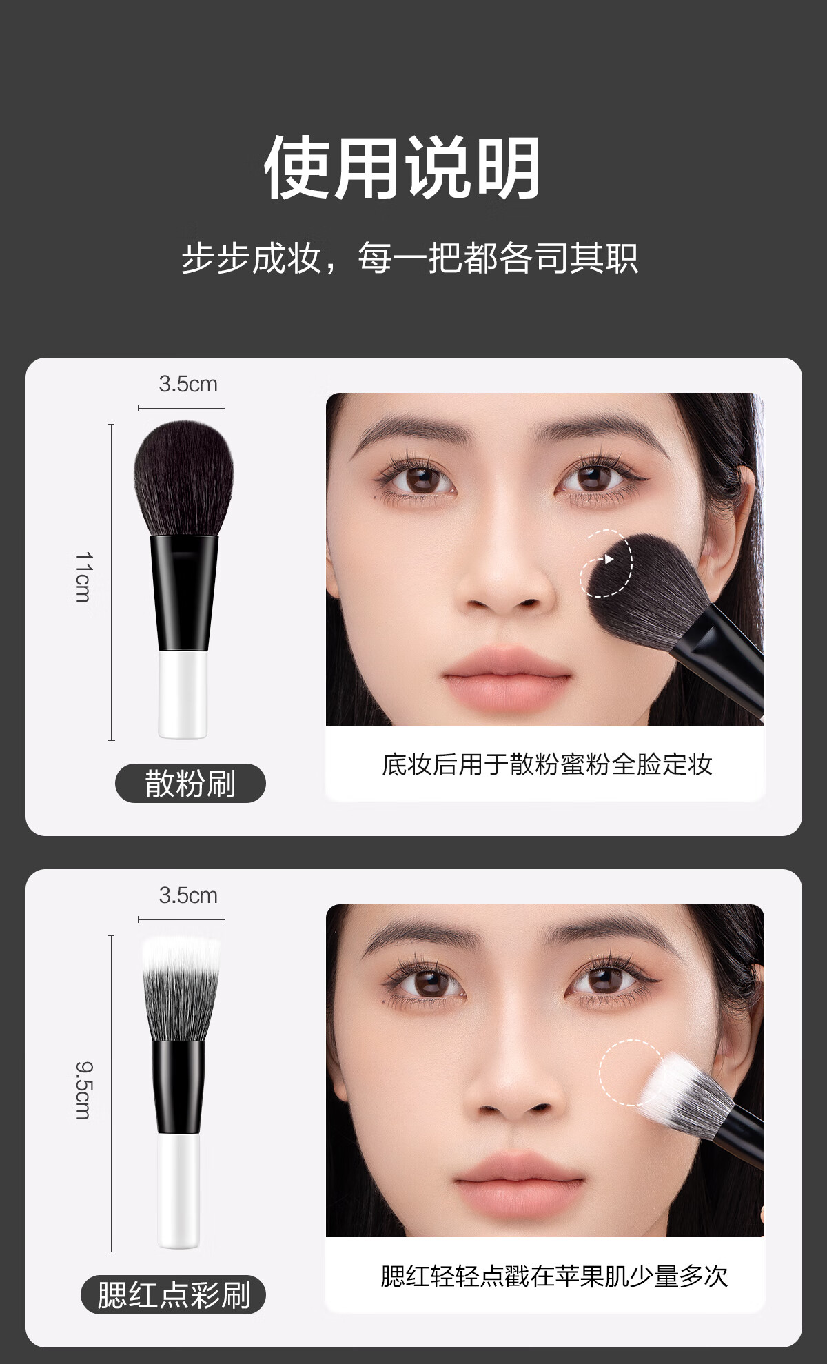 CARLI BYBEL化妆刷套装便携旅行全套动物羊毛软毛高品质迷你眼影刷散粉刷彩妆