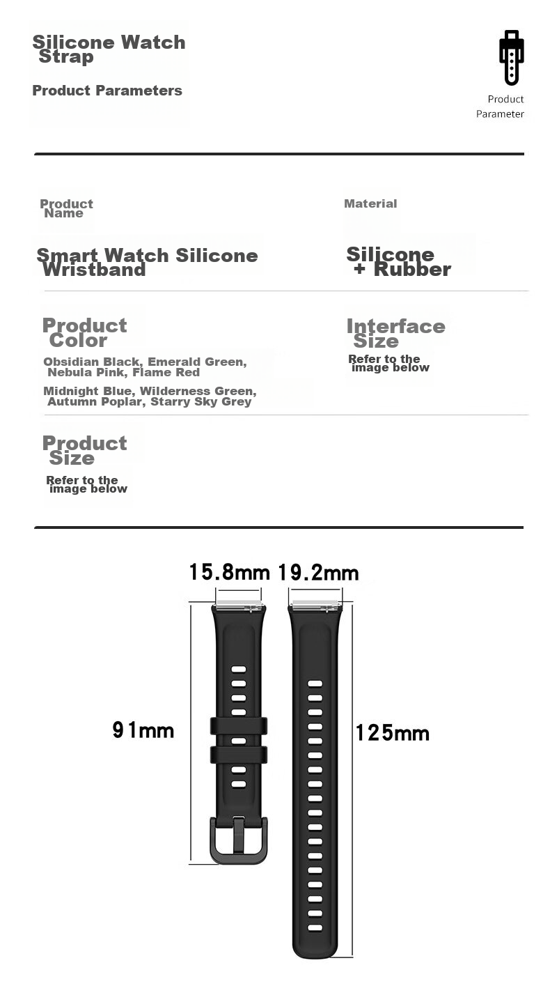 Ремешок KMaxAI для Huawei Band 7, силиконовый, черный