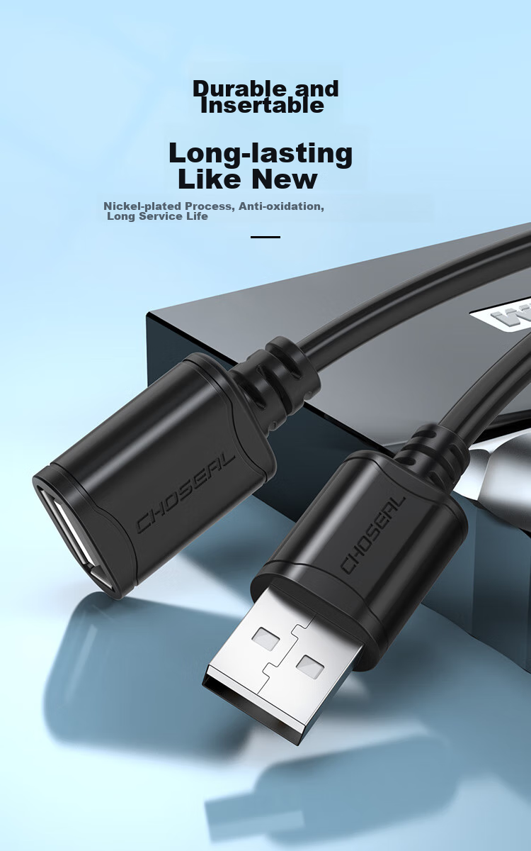Кабель-удлинитель USB 2.0 AM/AF CHOSEAL QS5305T, 0.5 метра, белый