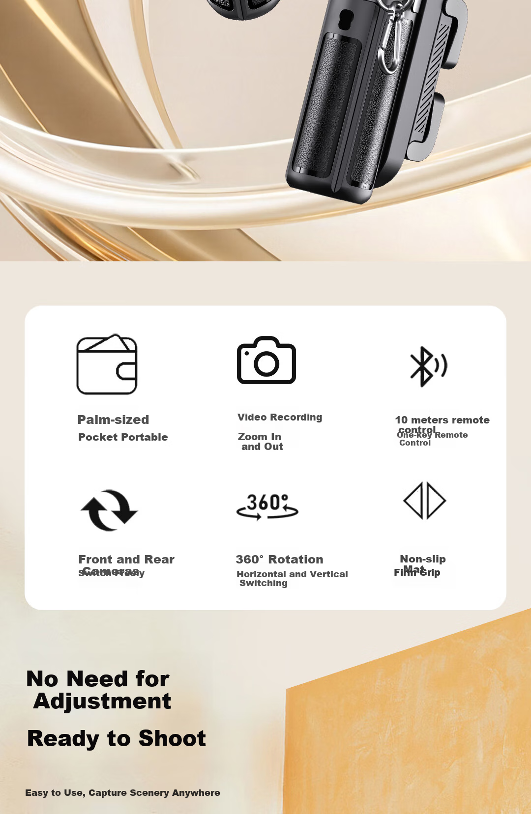 FUNSNAP P30 Мини селфи-палка-штатив с зумом, портативный, 360° вращение, для прямой трансляции и путешествий