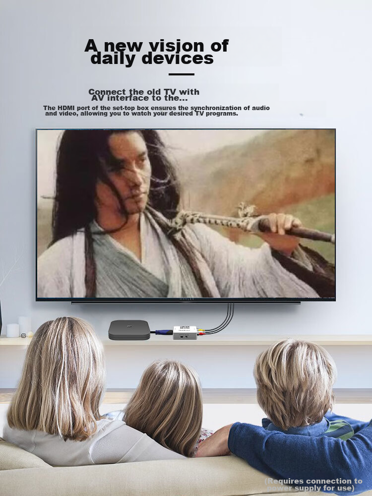 Конвертер ZHENWEI HDMI в AV, HD видео конвертер с интерфейсами RCA (красный, белый, желтый) для старых приставок и телевизоров