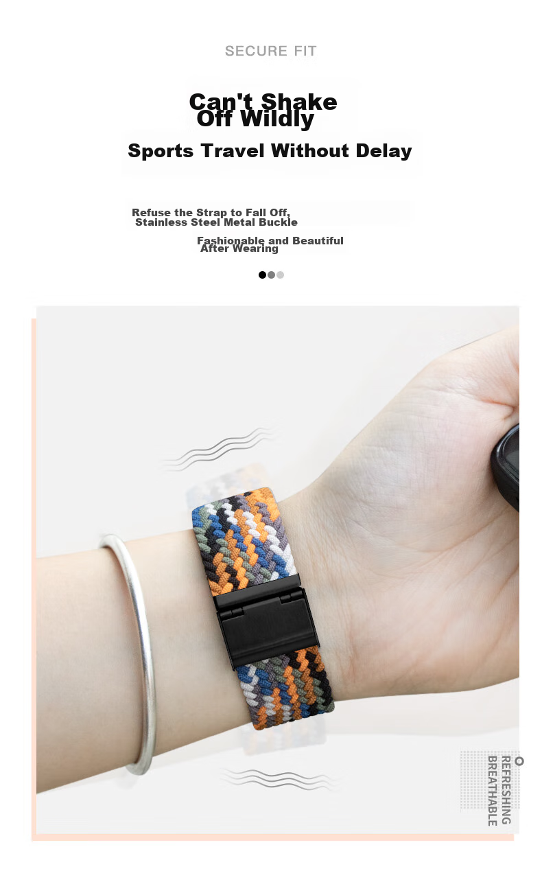 Ремешок для Huawei Watch GT 6/GT5/GT4/GT3/watch4/3pro/GT3pro/buds, нейлоновый плетеный, черный графит, 46/48 мм