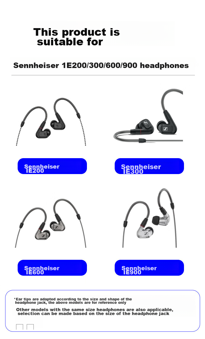 Masentek Насадки из пены с эффектом памяти для наушников Sennheiser IE900/200/300/600, мягкие хлопковые насадки 4.0, сменные защитные чехлы, средний размер, 1 пара