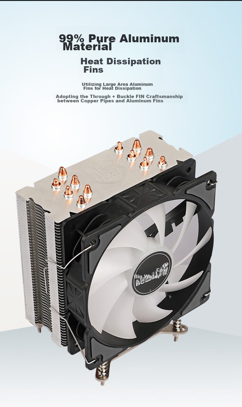 Кулер для процессора BUABALUS T61, 6 тепловых трубок, воздушное охлаждение, RGB подсветка, для Intel LGA1700/1200/1151