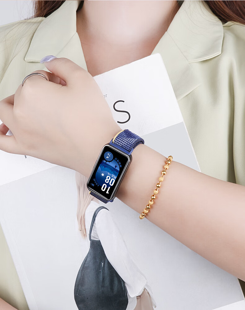 Ремешок BHO для Huawei Band 10/9/8, нейлоновый, синий
