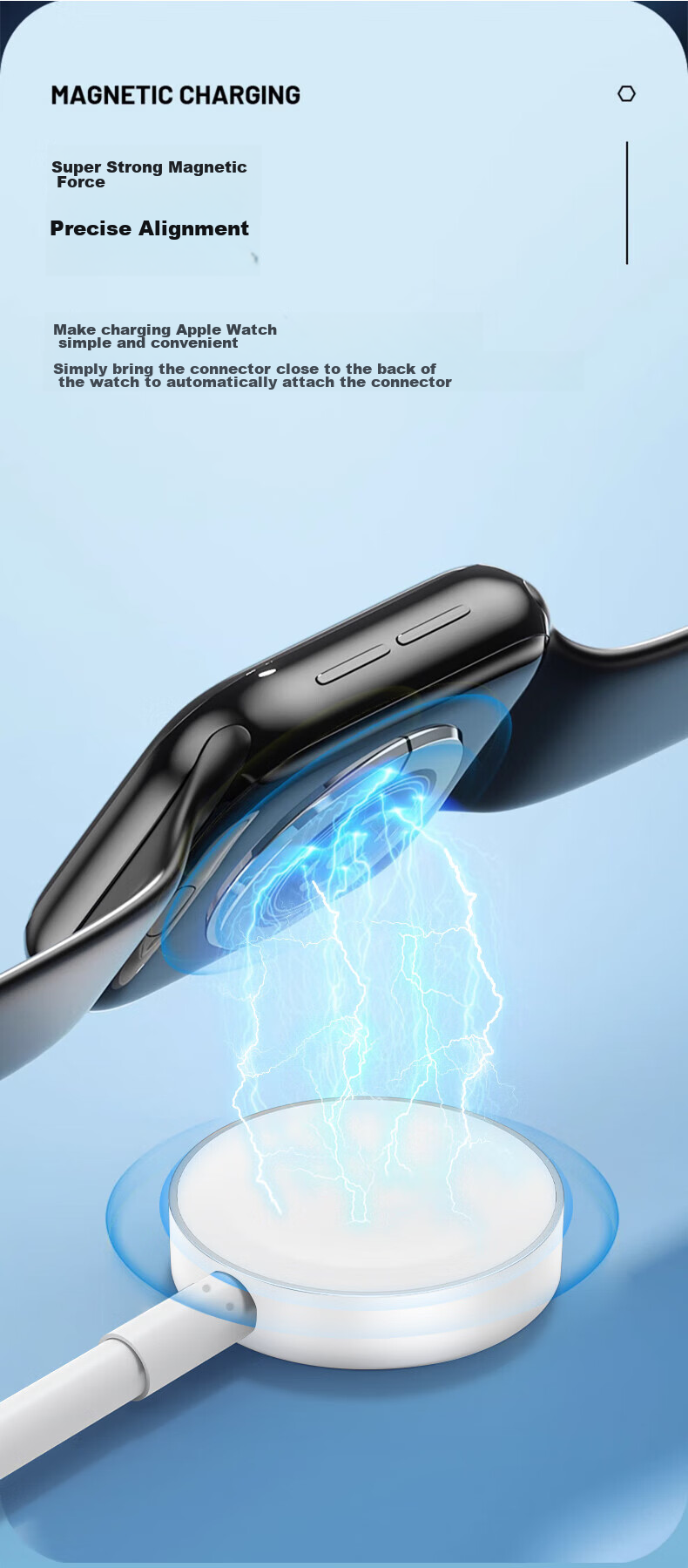 Магнитная зарядная док-станция KOVOL для Apple Watch Series 11/10/9/8/7/6SE/Ultra, USB-версия, 1 метр