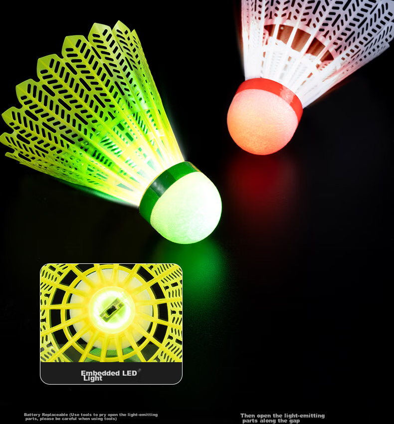 Светящиеся воланчики для бадминтона Deli с LED-подсветкой, набор из 2 штук, для игр на открытом воздухе, подарок для детей