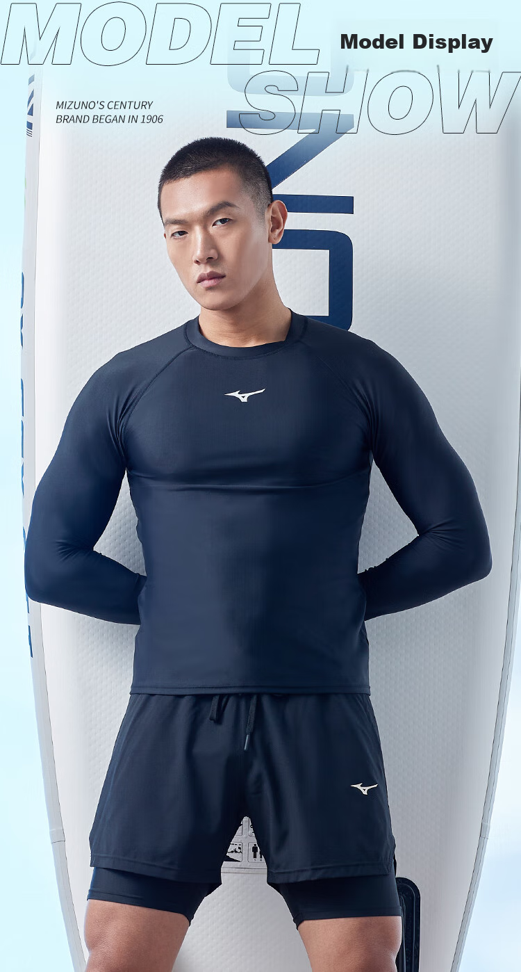 Мужской купальный костюм MIZUNO, комплект из шорт и лонгслива, черный, размер L