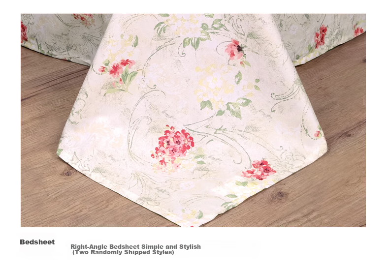 Комплект постельного белья FUANNA Home Textiles, 100% хлопок, 4 предмета, стиль "Пастораль", размер "1.5-метр", цветочный принт, розовый
