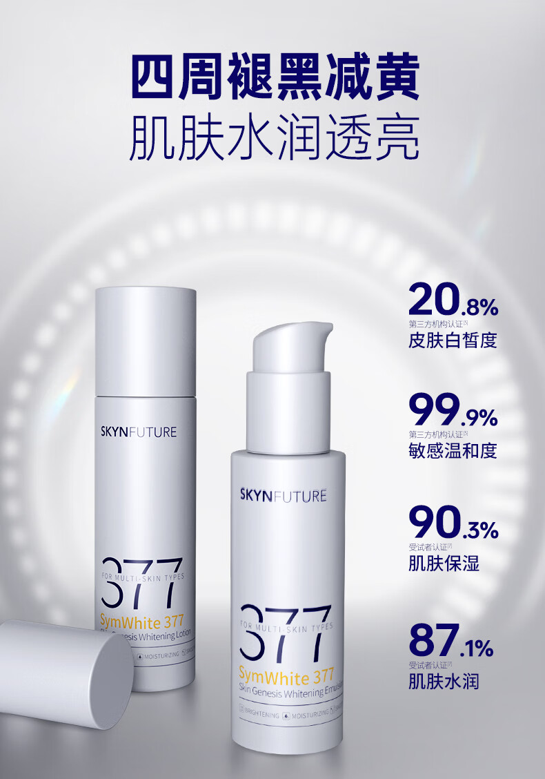 肌肤未来（SKYNFUTURE）377美白淡斑精华水乳套装烟酰胺提亮护肤补水保湿女新年礼物送礼 377美白水10ml+乳10ml