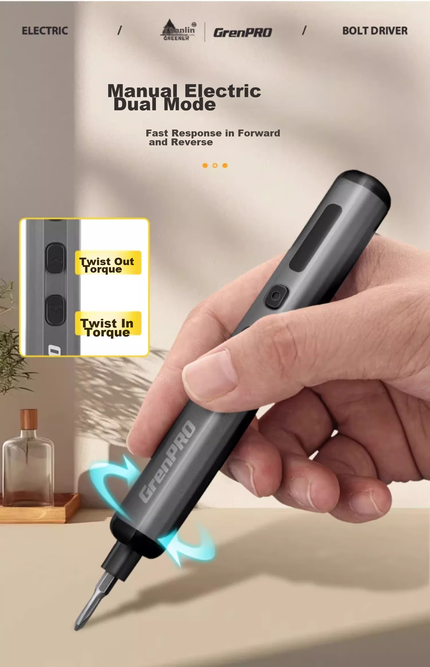 Аккумуляторная отвертка GREENER Electric Screwdriver Set, 68-In Multifunctional Rechargeable Household Compact Precision Repair Screwdriver + Disassembly Tools