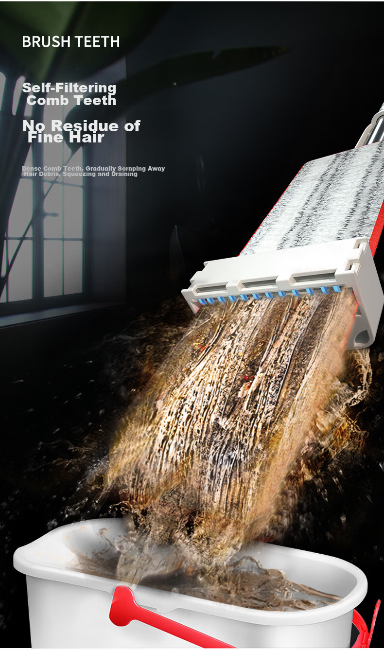 Швабра OKwife Flat Mop с ручкой 42 см и двумя чистящими салфетками, большая, универсальная, без ручной стирки