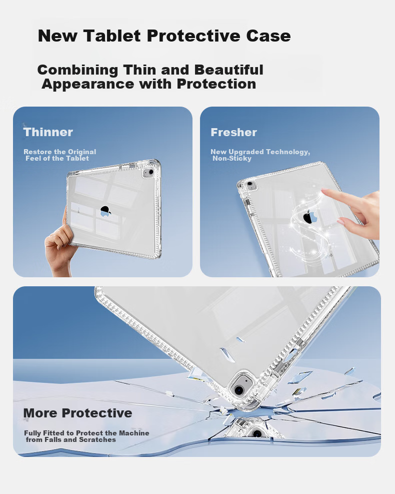 Чехол-книжка KOOLIFE для iPad 11/10 (2025 A16), 10.9 дюймов, прозрачный, с держателем для стилуса, противоударный