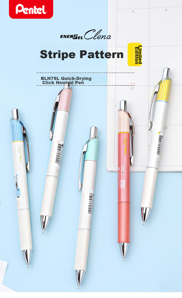 Pentel BLN75L Ручка гелевая автоматическая, 0.5 мм, черная