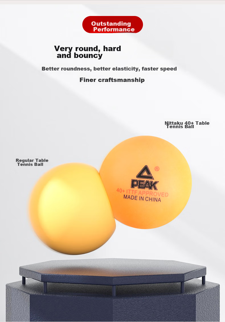Мячи для настольного тенниса PEAK ABS Competition Training Balls, набор из 50 штук, желтый