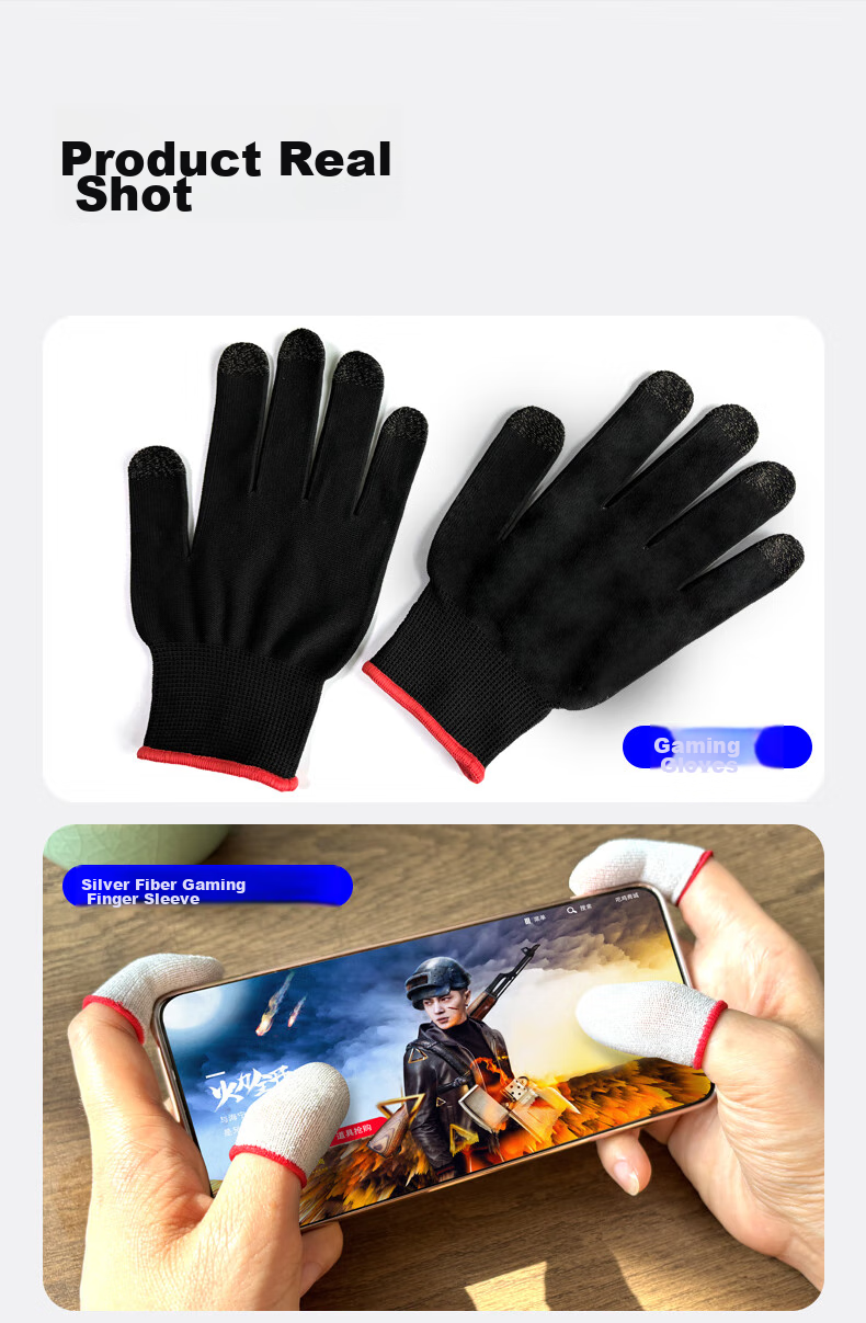Игровые напальчники Masentek Silver Fiber, 4 шт., для мобильных игр, антискользящие, впитывающие пот, тонкие, дышащие