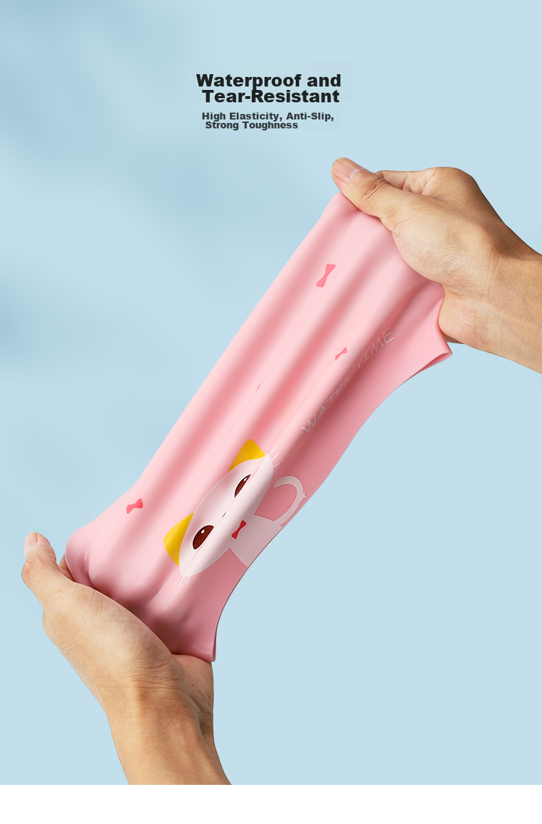 Детская шапочка для плавания WATERTIME, водонепроницаемая, из силикона, с защитой ушей, дизайн "Лягушонок и Маленький принц"