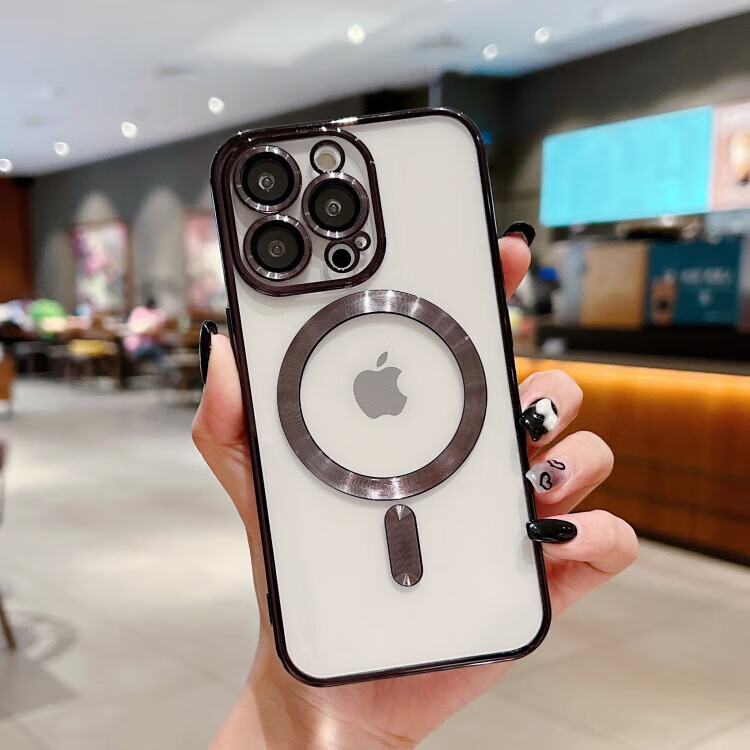 Чехол для iPhone 16 Pro ZHIWEISHI, противоударный, с защитой объектива, прозрачный, ультратонкий, с магнитом, графитовый черный
