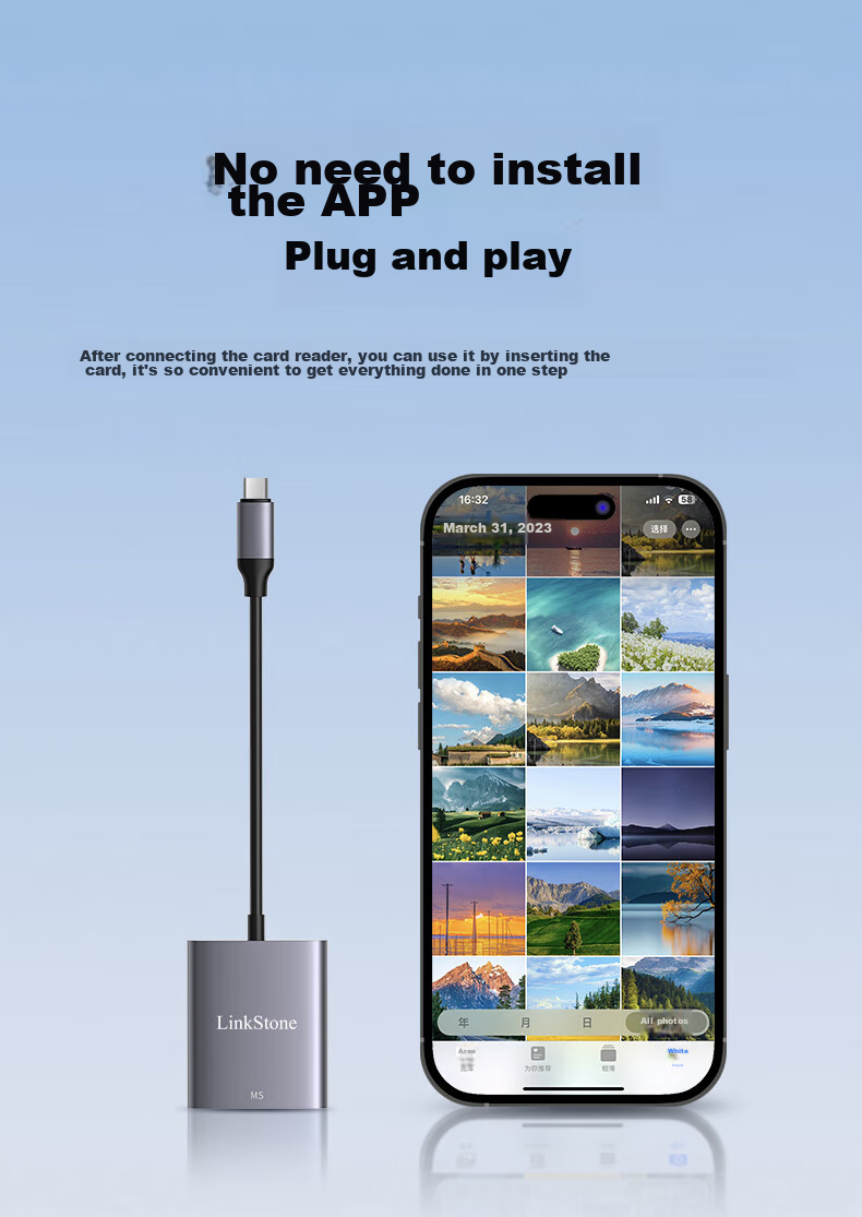Картридер LinkStone USB/Type-C для карт памяти MS