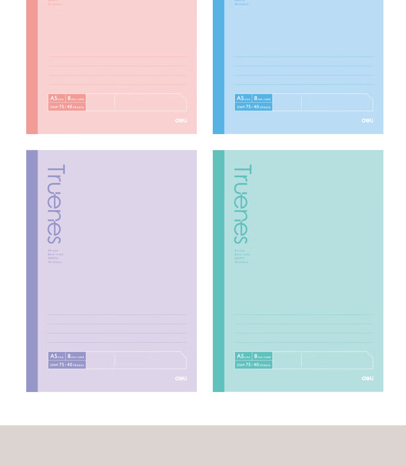 Блокнот Deli Classic Soft Notebook, A5, 40 листов, случайный цвет