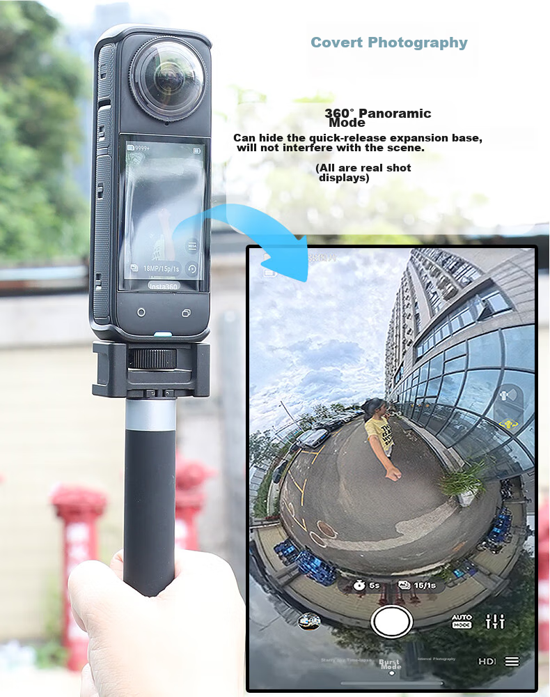 Быстросъемный кронштейн Qiye для панорамной экшн-камеры Insta360 X4, с интерфейсом GoPro, штатив