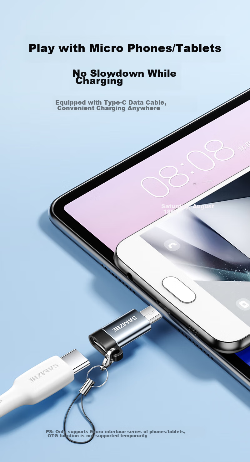 Адаптер SAMZHE Micro USB на Type-C, кабель-конвертер для зарядки и передачи данных, совместим с Huawei, Xiaomi, Samsung, OPPO, Vivo