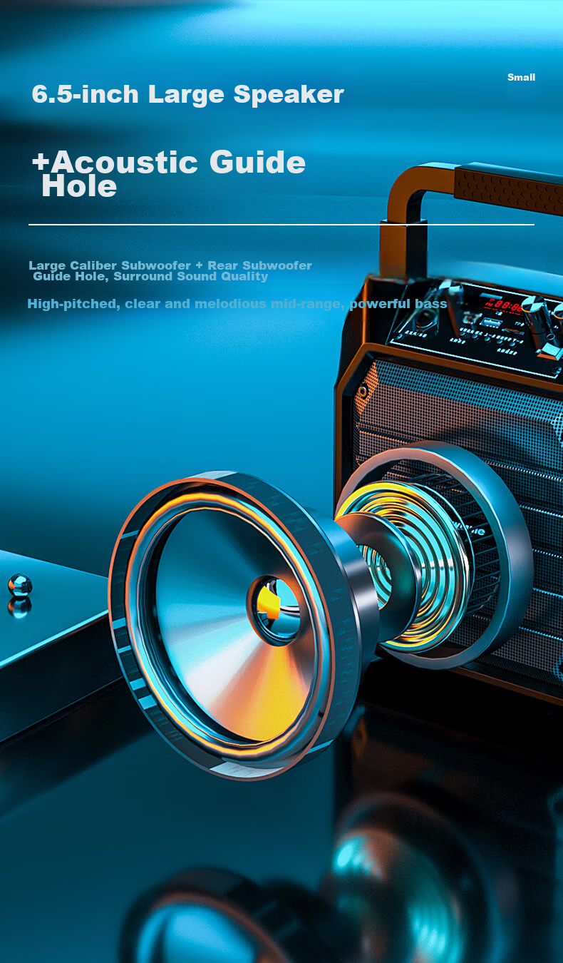 Беспроводная Bluetooth-колонка Newmine K98, портативная, с двумя микрофонами, радио, для уличных выступлений и домашнего использования