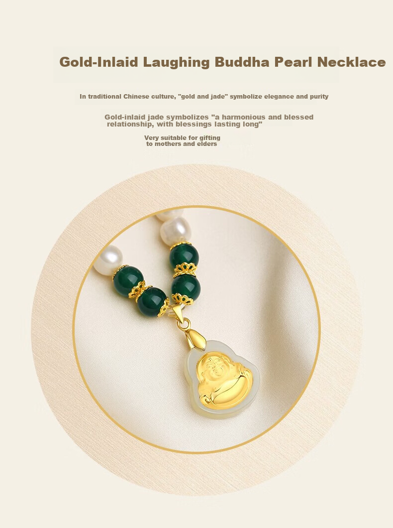 Женьшэнь Да Цзинь CHOW TAI KING, ожерелье с пресноводным жемчугом для женщин, кулон в виде Будды с золотой инкрустацией, подарок на Новый год, День святого Валентина для мам и пожилых людей