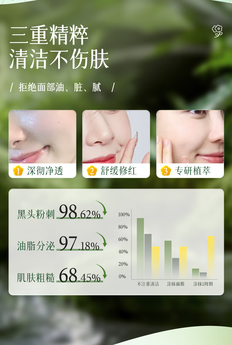 BUV花青素泡泡面膜清洁面膜去黑头收缩毛孔男女涂抹面膜补水保湿