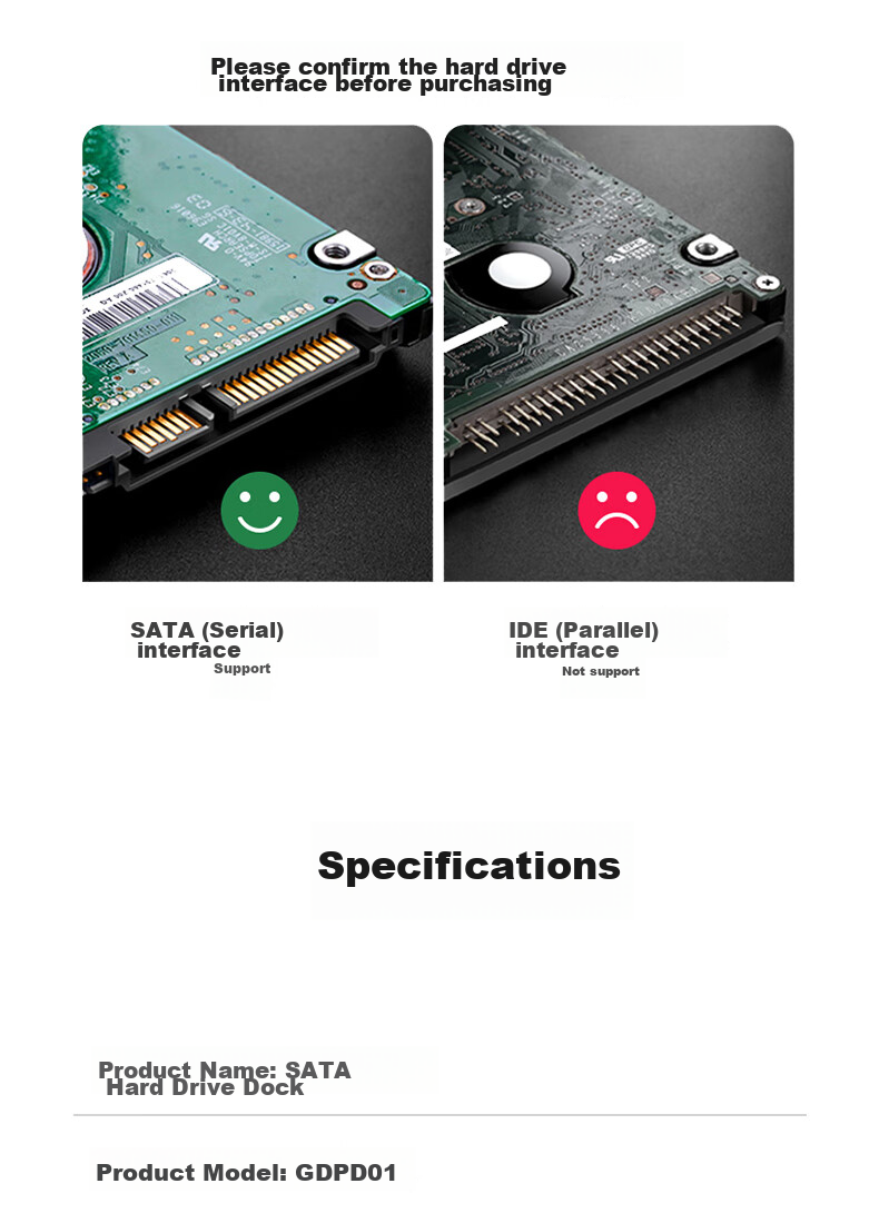 Внешний корпус для SSD/HDD GODO, USB 3.0, SATA, 2.5/3.5 дюйма, черный