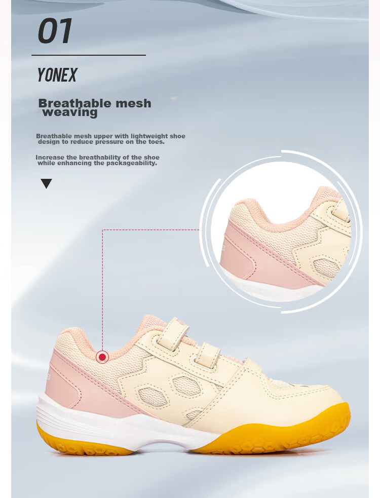 Детские кроссовки для бадминтона YONEX SHB101J, белые с синим, размер 35