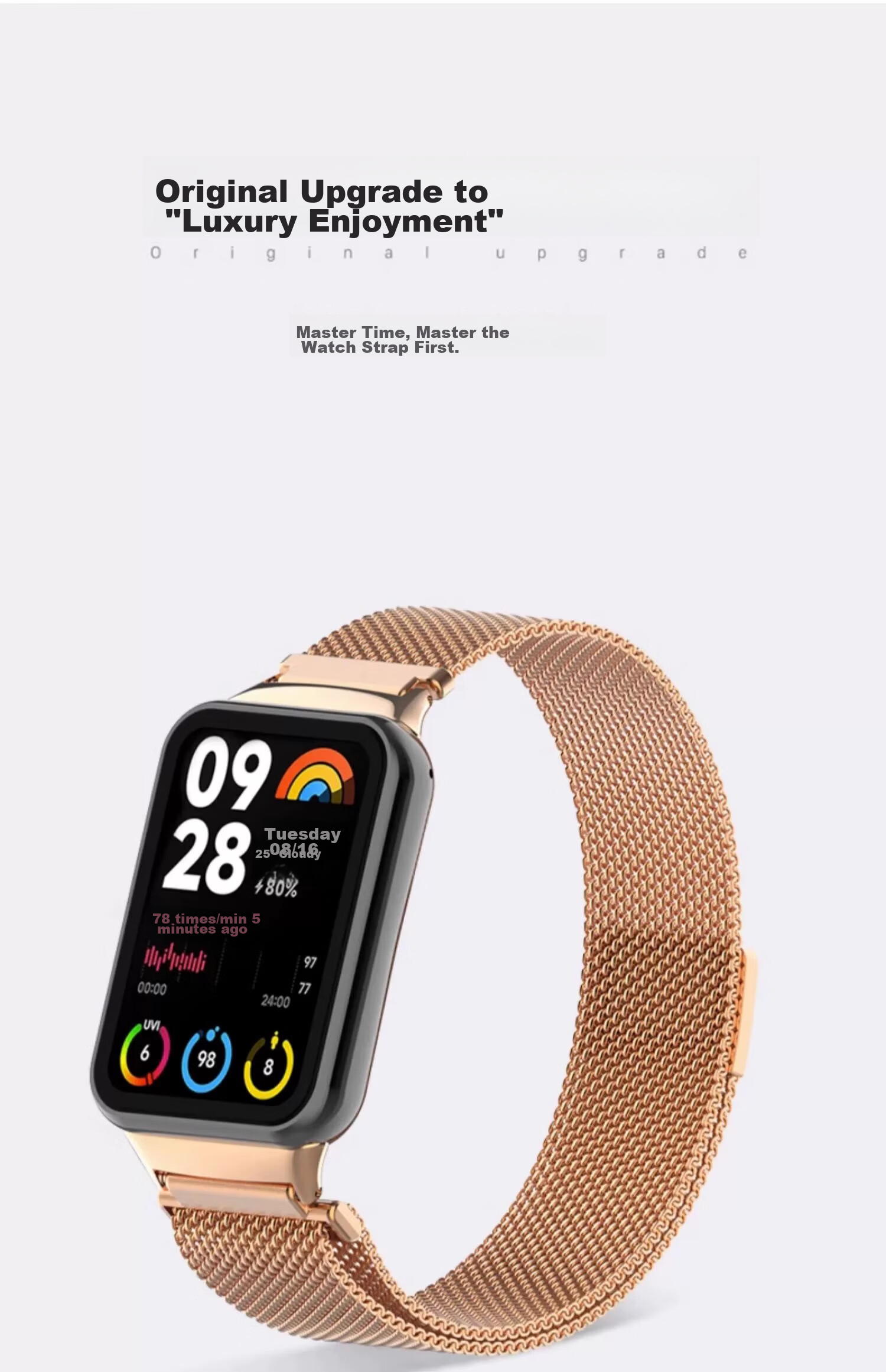 Ремешок CHENSONG для Xiaomi Band 9 Pro/8 Pro, миланский спортивный металлический браслет с магнитной застежкой, унисекс