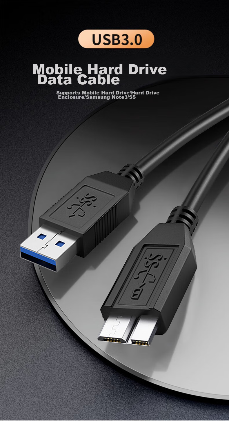 Кабель BURLEFRAN Portable Hard Drive Data Cable, Micro USB 3.0 High-Speed Transfer, для Toshiba, Seagate, Western Digital Portable Hard Drive Enclosure Adapter Cable, 0.3 метра