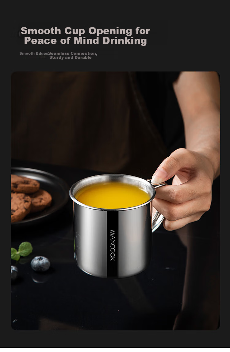 Кружка для воды MAXCOOK из нержавеющей стали 316L, детская, с ситечком для чая, студенческая, с крышкой и ручкой, 240 мл