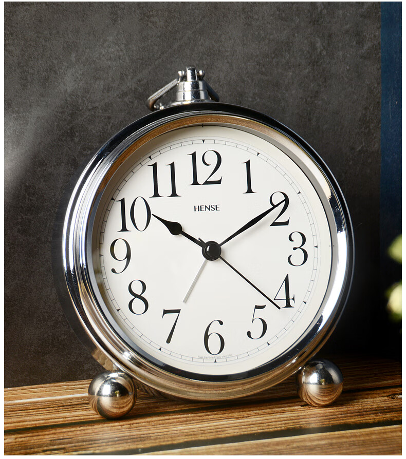 Hense Creative Alarm Clock, Stylish Bedroom Clock, Children's Student Alarm Watch, Personalized Quartz Clock, HA75 Electroplated Arabic Dial
