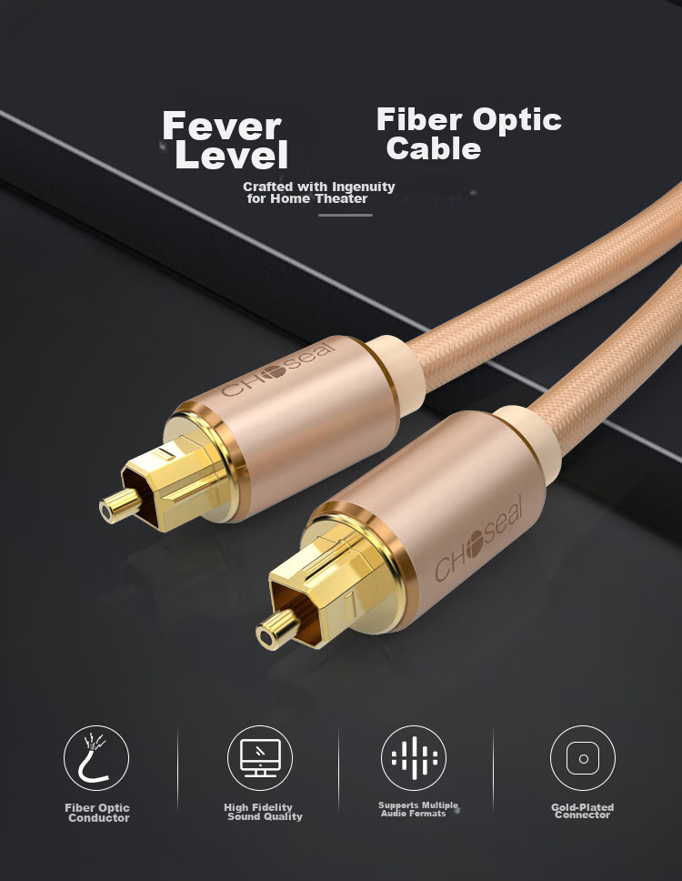 Цифровой аудио кабель CHOSEAL DH517T1, оптический, SPDIF, 1 метр, золотой