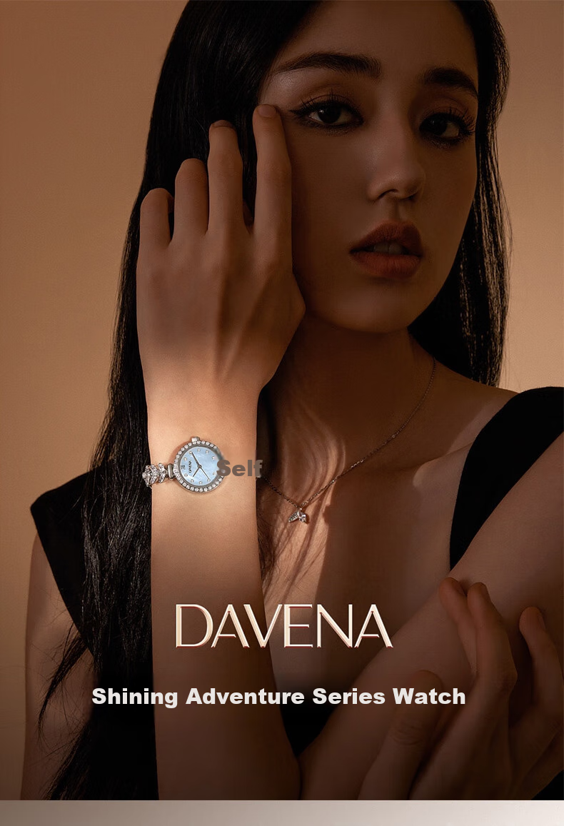 Женские часы Davena Ти Вэй На, кварцевые, синий циферблат, стальной браслет, водонепроницаемые