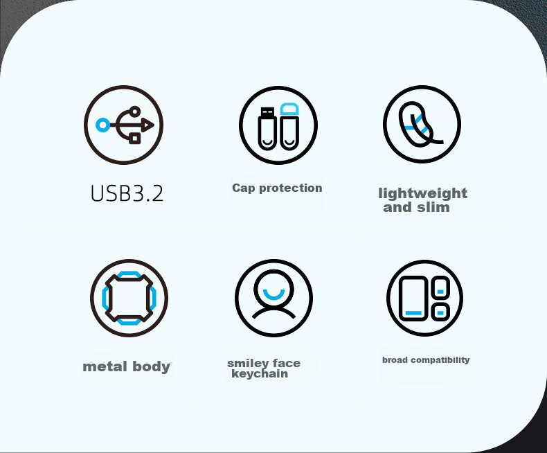 USB-накопитель Aigo U336, 64 ГБ, USB 3.2, металлический корпус, серия Smiley Office, черный