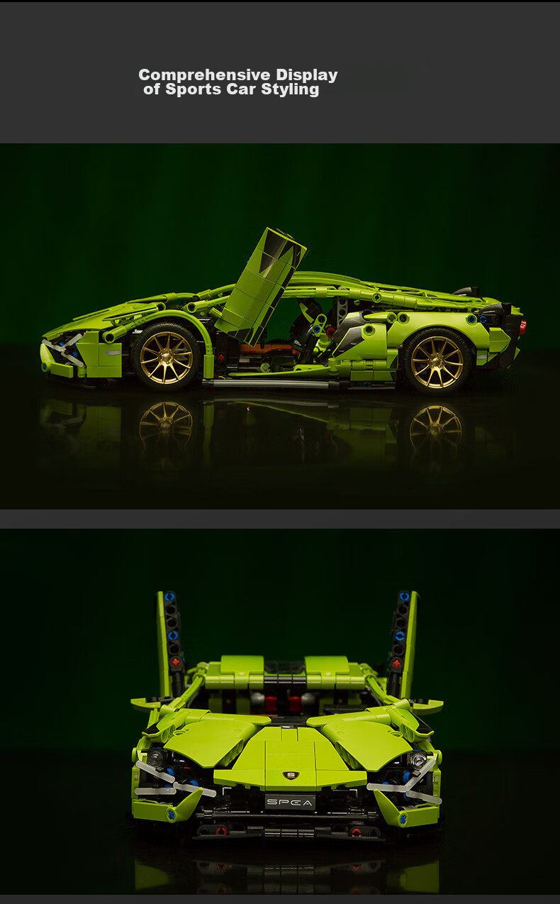 Конструктор Miaoyan Lamborghini, радиоуправляемая модель гоночного автомобиля, совместимый с Lego, игрушка для мальчиков 7-14 лет, подарок на день рождения